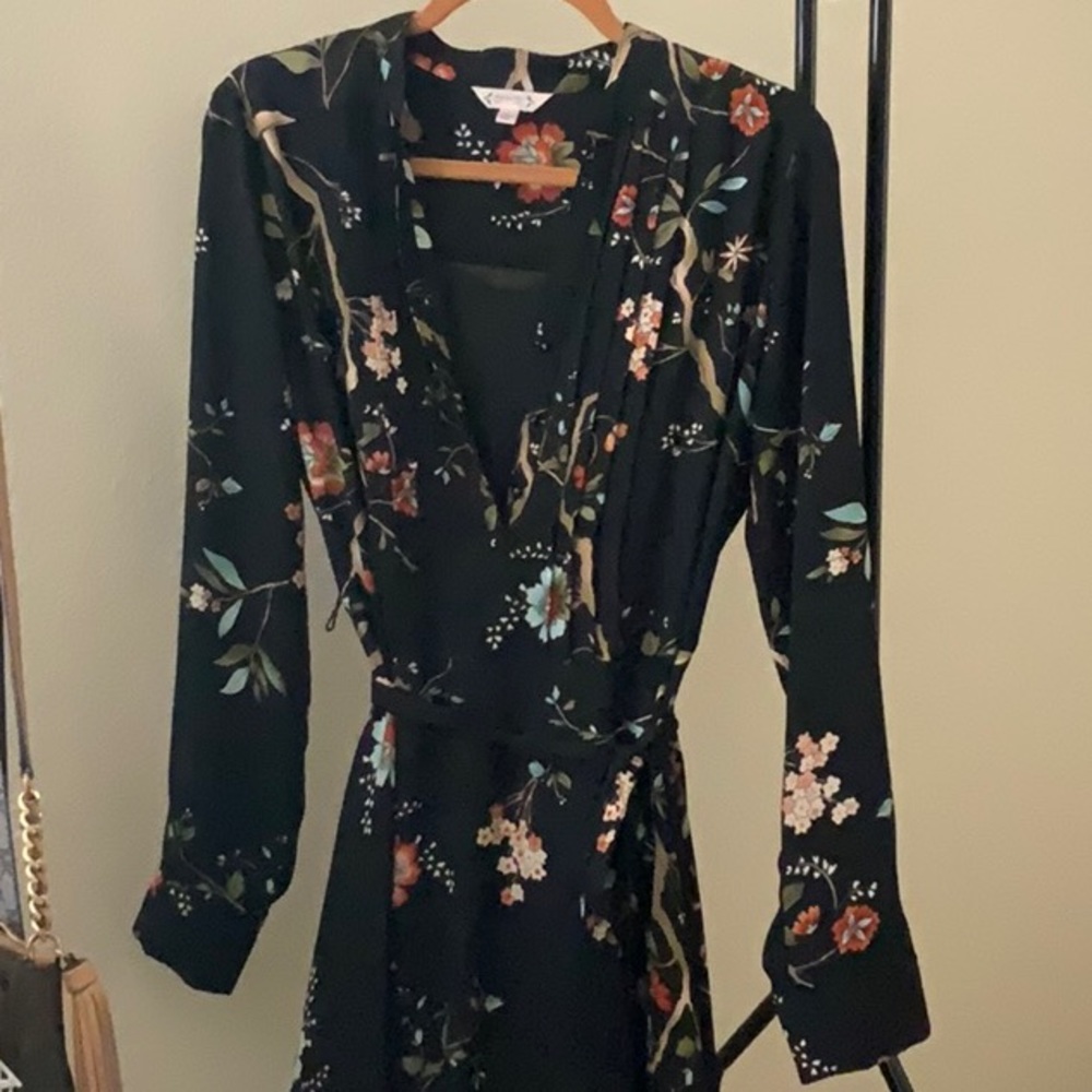 Nanette Lepore Black Floral Mid Length Dress